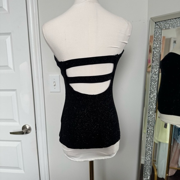 Le chateau y2k going out Elegant Black Strapless Top sparkley S whimsigoth glam - Picture 4 of 5